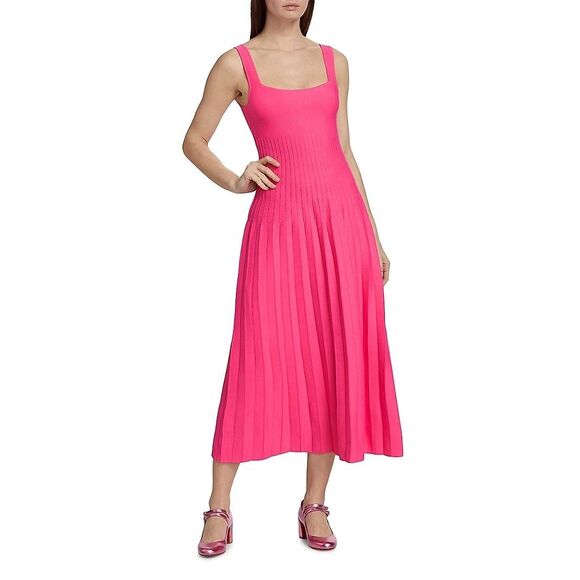 staud ellison rib-knit sleeveless midi-dress Staud Ellison Dress Black